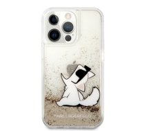 KLHCP13XGCFD Karl Lagerfeld Liquid Glitter Choupette Eat Case for iPhone 13 Pro Max Gold