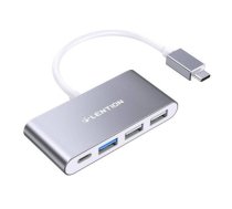 Lention 4in1 Hub USB-C to USB 3.0 + 2x USB 2.0 + USB-C (gray)