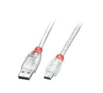 CABLE USB2 A TO MINI-B 0.2M/TRANSPARENT 41780 LINDY