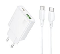 Borofone Wall charger BN25 Wish - USB + Type C - PD QC 3.0 30W with Type C to Type C cable white