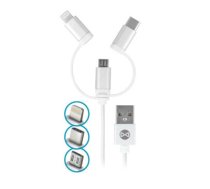 Forever 3in1 cable USB - Lightning + USB-C + microUSB 1,0 m 1,5A white