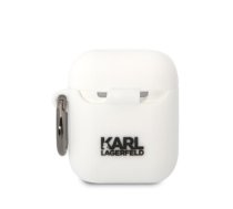 Karl Lagerfeld 3D Logo NFT Karl Head Silicone Case for Airpods 1|2 White