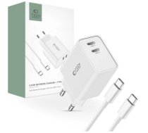 Tech-Protect C35W 2x USB-C PD 35W network charger with USB-C | USB-C cable - white