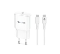 Forever TC-01 PD QC charger 1x USB-C 20W white + USB-C - USB-C cable 20W
