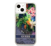 Guess Liquid Glitter Flower Case for iPhone 13 mini Blue
