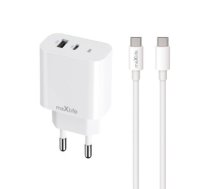 Maxlife MXTC-06-30AC PD QC charger 1x USB-C 1x USB 30W white + USB-C - USB-C cable 60W