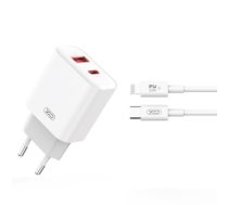 XO wall charger CE12 PD QC3.0 20W 1x USB 1x USB-C white + USB-C - Lightning cable