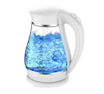 Adler Kettle AD 1274 Standard, Plastic, glass, White/ transparent, 2200 W, 360° rotational base, 1.7 L