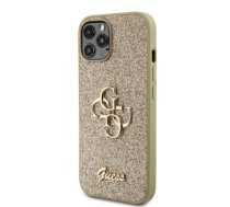 Guess PU Fixed Glitter 4G Metal Logo Case for iPhone 12|12 Pro Gold