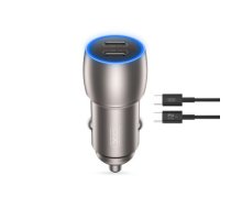 XO car charger CC51 PD 40W 2x USB-C gray + USB-C - USB-C cable