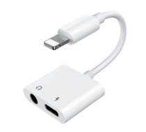 Joyroom Lightning - Lightning / 3,5 mm mini jack headphone adapter audio and charging white (S-Y104)