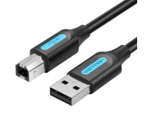 USB 2.0 A male to USB-B male cable with ferrite core Vention COQBL 10m Black PVC