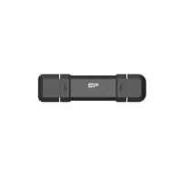 SILICON POWER DS72 Dual USB-C/USB 3.2 Gen 2 Portable External SSD, 500GB, Black