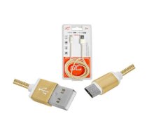 PS USB -microUSB kabelis 2m, pīts, zelta krāsā