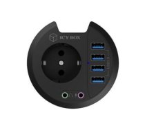 ICY BOX 4 Port Desk Hub IB-HUB1430 - 4x USB 3.2 Gen 1 Type-A, audio input and output, 230 V power socket