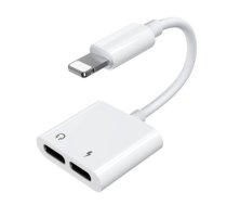 Joyroom Lightning - 2x Lightning headphone adapter audio and charging white (S-Y104)