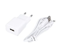 Maxlife MXTC-01 charger 1x USB 1A white + microUSB cable