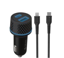 Devia car charger Extreme PD QC 1x USB-C 1x USB 52,5W black + USB-C - Lightning cable