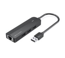 Vention 3-Port USB 2.0 Hub with 100M Ethernet Adapter 0.15M Black