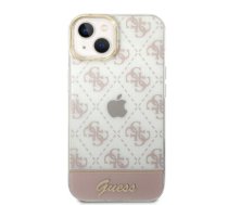 Guess PC/TPU Peony Glitter Script Logo Case for iPhone 14 Plus Pink