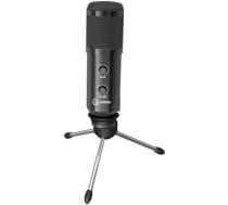 LORGAR Gaming Microphones, Whole balck color, USB condenser microphone with Volumn Knob & Echo Kob, including 1x Microphone, 1 x 2.5M USB Cable, 1 x Tripod Stand, 1 x User Manual, body     size: Φ47.4*158.2*48.1mm, weight: 243.0g