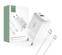 Tech-Protect C20W USB-C PD 20W | USB-A QC 3.0 network charger with USB-C | USB-C cable - white