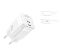 XO wall charger CE07 PD 35W 2x USB-C white + USB-C - USB-C cable