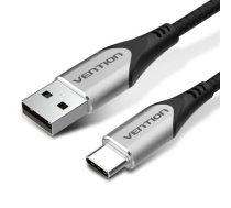 Vention Cotton Braided USB 2.0 A Male to C Male 3A Cable 3M Gray Aluminum Alloy Type