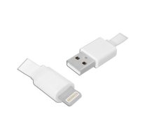 PS USB - iPhone 8PIN kabelis, 1 m, plakans, balts.