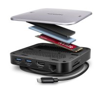 Axagon HMC-UFO USB-C Hub M.2 SATA/NVMe 1 Gbit/s Ethernet 384 kHz Audio Wired USB 3.2 Gen 2 (3.1 Gen 2) Type-C Black