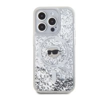 Karl Lagerfeld Liquid Glitter Karl Head MagSafe Case for iPhone 15 Pro Transparent