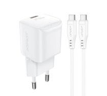 Acefast A73 Mini PD 20W GaN wall charger + USB-C cable - white