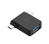 UGREEN 2in1 adapteris OTG USB-A 3.0 līdz USB-C + mikro-USB melns