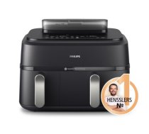 Philips 5000 series NA551/00 fryer Double 9 L Stand-alone 2300 W Hot air fryer Black, Silver