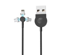 Forever Core 3in1 magnetic cable USB - Lightning + USB-C + microUSB 1,0 m 2,5A black
