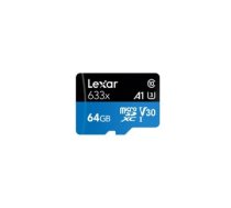 Lexar 64GB High-Performance 633x microSDXC UHS-I, up to 100MB/s read 45MB/s write C10 A1 V30 U3, Global