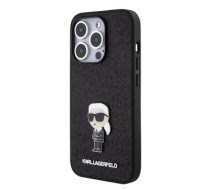 Karl Lagerfeld Fixed Glitter Metal Ikonik Case for iPhone 15 Pro Black