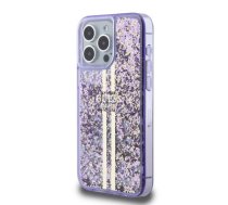Guess PC|TPU Liquid Glitter Gold Stripe Case for iPhone 15 Pro Max Purple