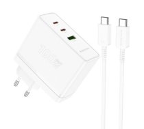 Borofone Wall charger BN11 Imperial - USB + 2xType C - QC 3.0 PD 100W with Type C to Type C cable white