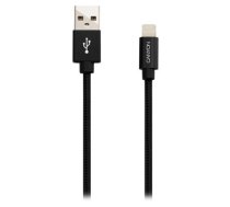 CANYON Charge & Sync MFI braided cable with metalic shell, USB to lightning, certified by Apple, cable length 1m, OD2.8mm, Black