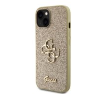 Guess PU Fixed Glitter 4G Metal Logo Case for iPhone 13 Gold