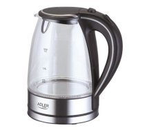 Kettle Adler AD 1225 Standard kettle, Glass, Stainless steel/Black, 2000 W, 360° rotational base, 1.7 L