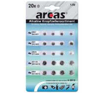 Arcas AG Set 4xAG1, 4xAG3, 4xAG4, 4xAG10, 4xAG13, Alkaline Buttoncell, 20 pc(s)