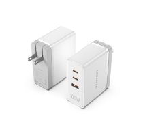 Vention 3-Port USB (C+C+A) GaN Charger (100W/100W/30W) EU-Plug White