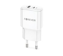 Forever TC-01-20AC PD QC charger 1x USB-C 1x USB 20W white