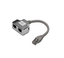 Digitus CAT 5e patch cable adapter, 2x CAT 5e, shielded DN-93904 Black, RJ45 socket to RJ45 plug, 0.19 m