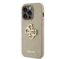 Guess PU Perforated 4G Glitter Metal Logo Case for iPhone 15 Pro Max Gold
