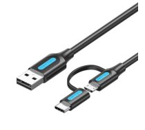 2in1 USB cable USB 2.0 to USB-C|Micro-B USB Vention CQDBF 1m (black)