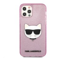 KLHCP12LCHTUGLP Karl Lagerfeld Choupette Head Glitter Case for iPhone 12 Pro Max 6.7 Pink