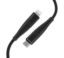 Fusion Fishbone USB-C savienojuma ar zibspuldzi kabelis 30W | 3A | 1,5 m melns